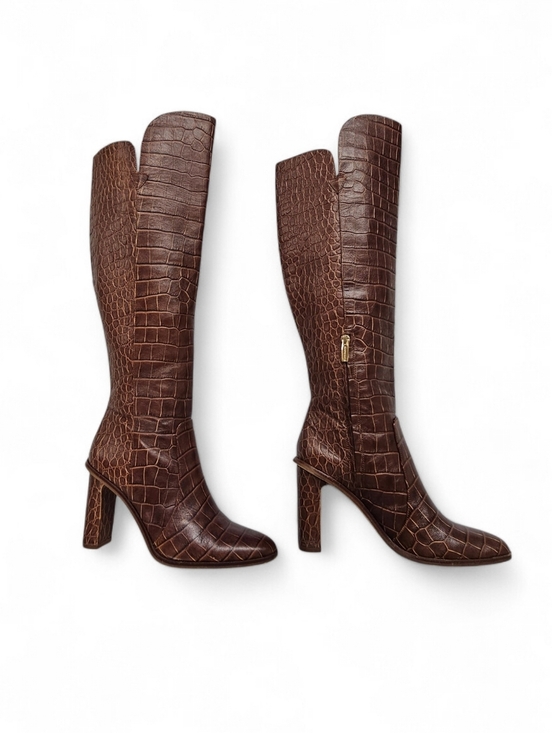 Vince Camuto Shoes - Vince Camuto Palley Embossed Leather Over The Knee Boots In Redwood Brown Sz 7.5